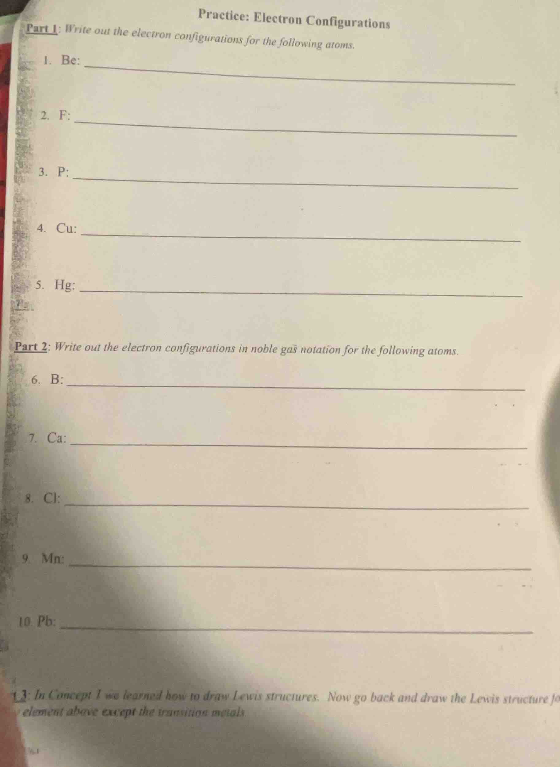 practice: electron configurations part 1: write out the electron config…