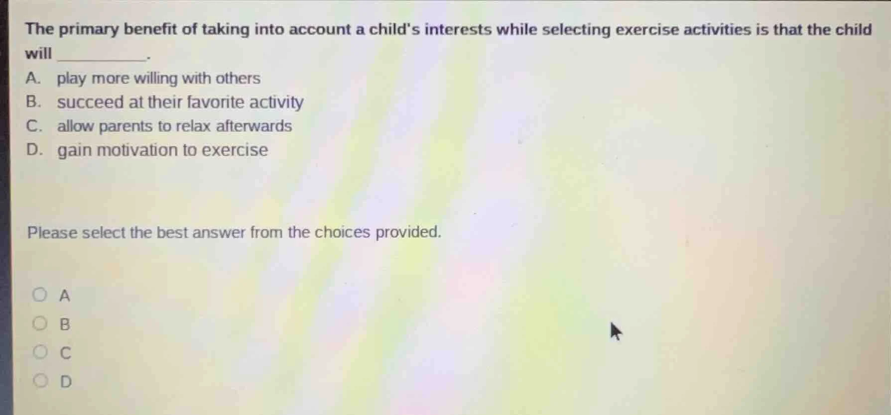 the primary benefit of taking into account a childs interests while sel…