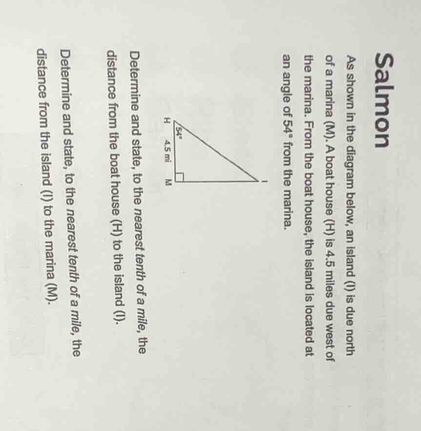 salmon as shown in the diagram below, an island (i) is due north of a m…