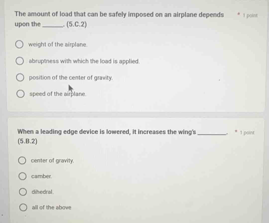 the amount of load that can be safely imposed on an airplane depends up…