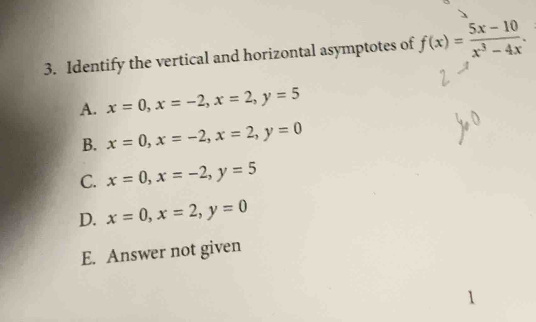 3. identify the vertical and horizontal asymptotes of $f(x) = \\frac{5x…