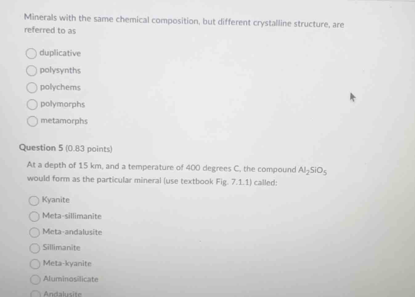 minerals with the same chemical composition, but different crystalline …