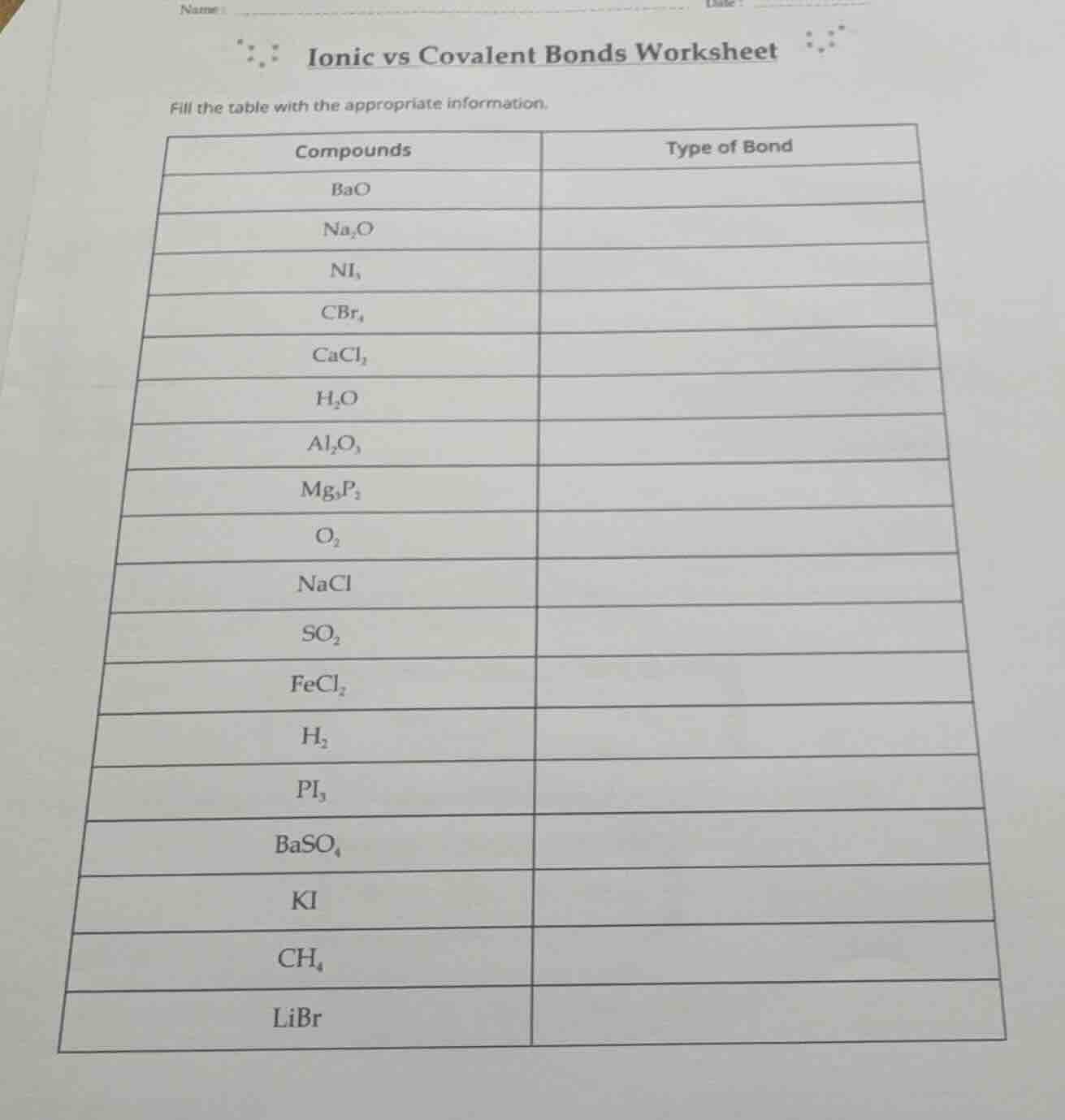 name date ionic vs covalent bonds worksheet fill the table with the app…