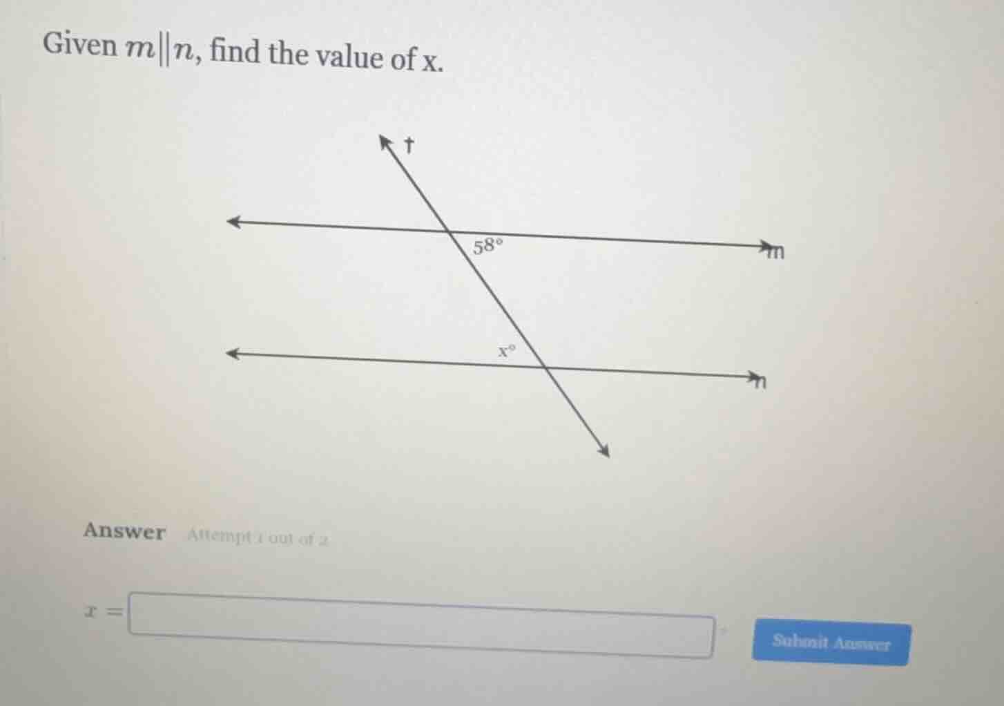 given $m\\parallel n$, find the value of x.