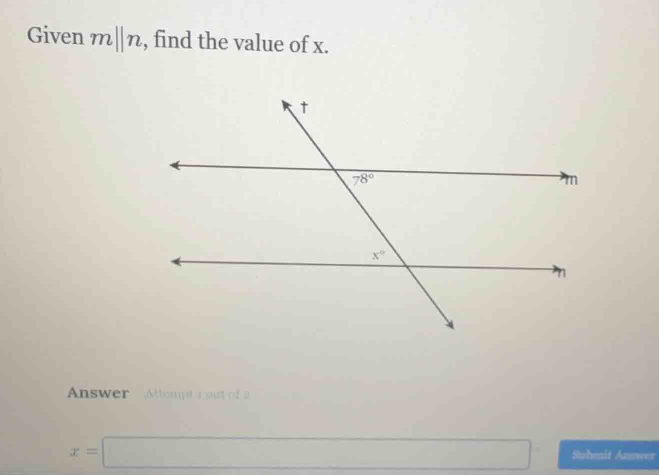 given ( m parallel n ), find the value of ( x ).