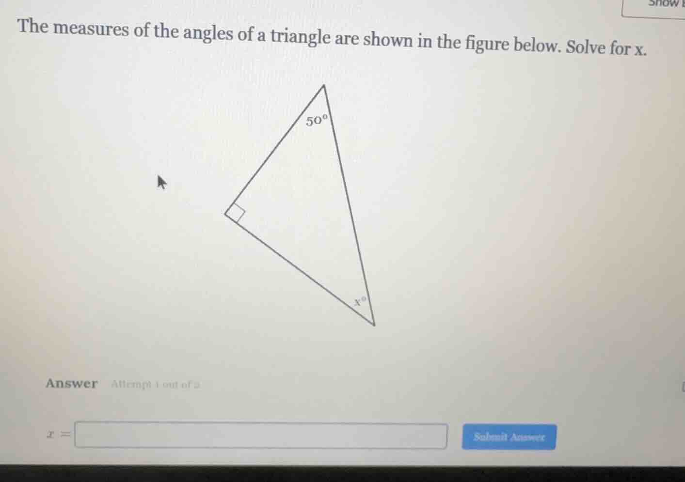 the measures of the angles of a triangle are shown in the figure below.…