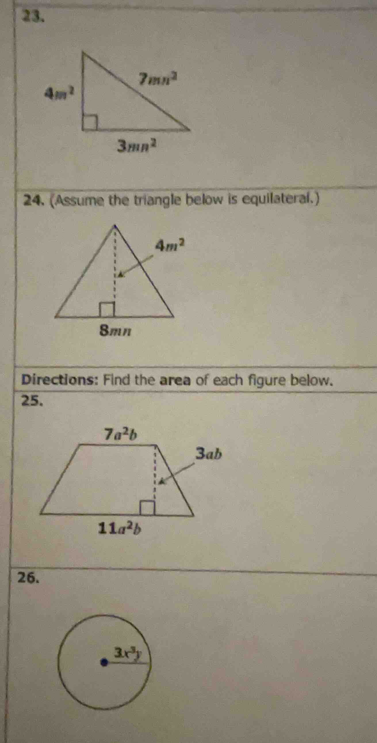 23. 24. (assume the triangle below is equilateral.) directions: find th…