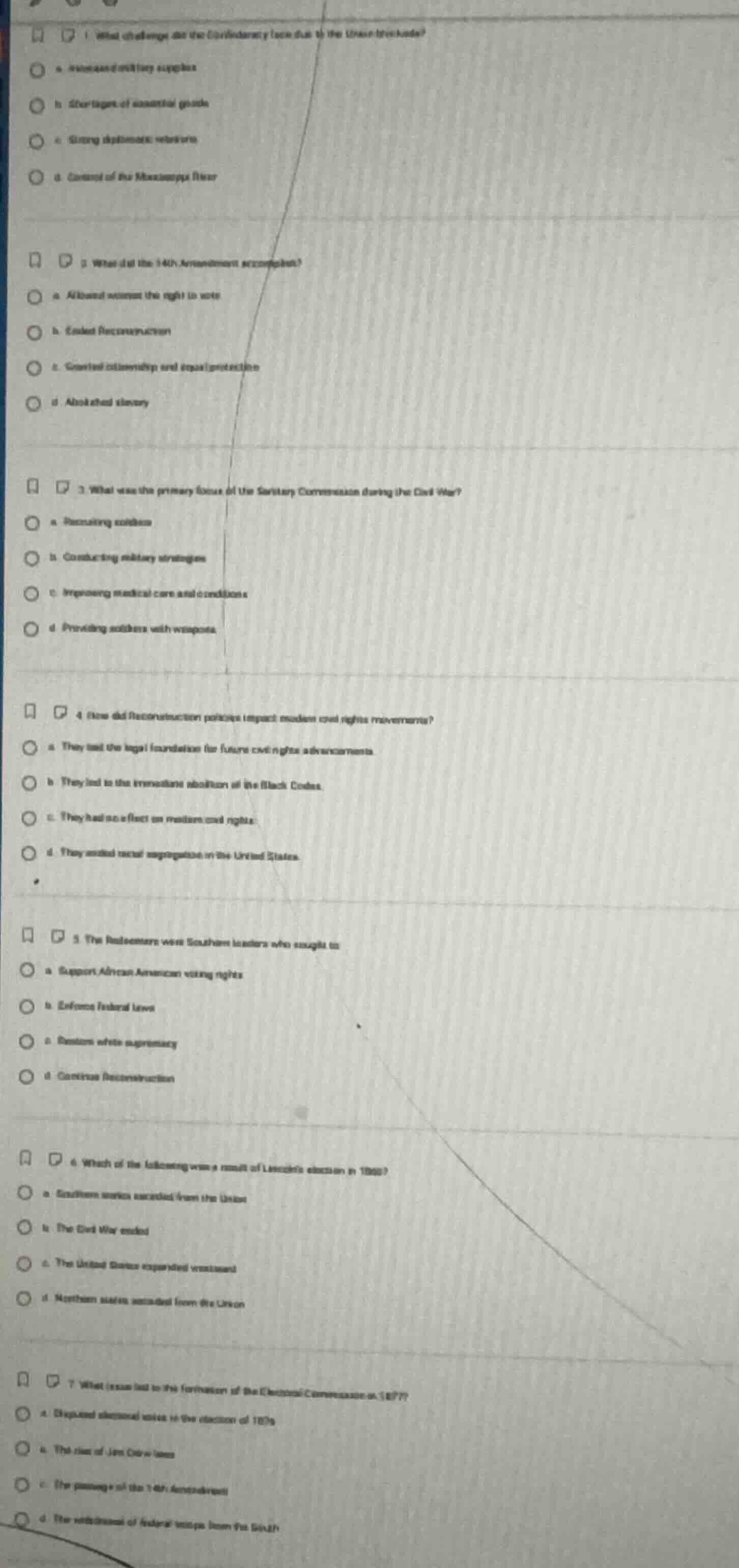 1 what challenge did the confederacy face due to the union blockade? a.…