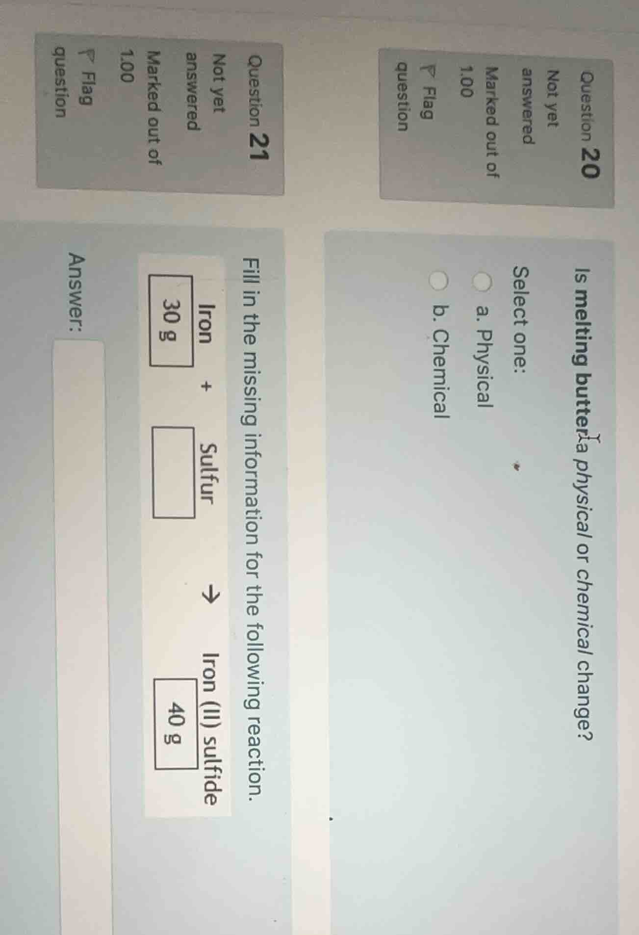 question 20 not yet answered marked out of 1.00 flag question is meltin…