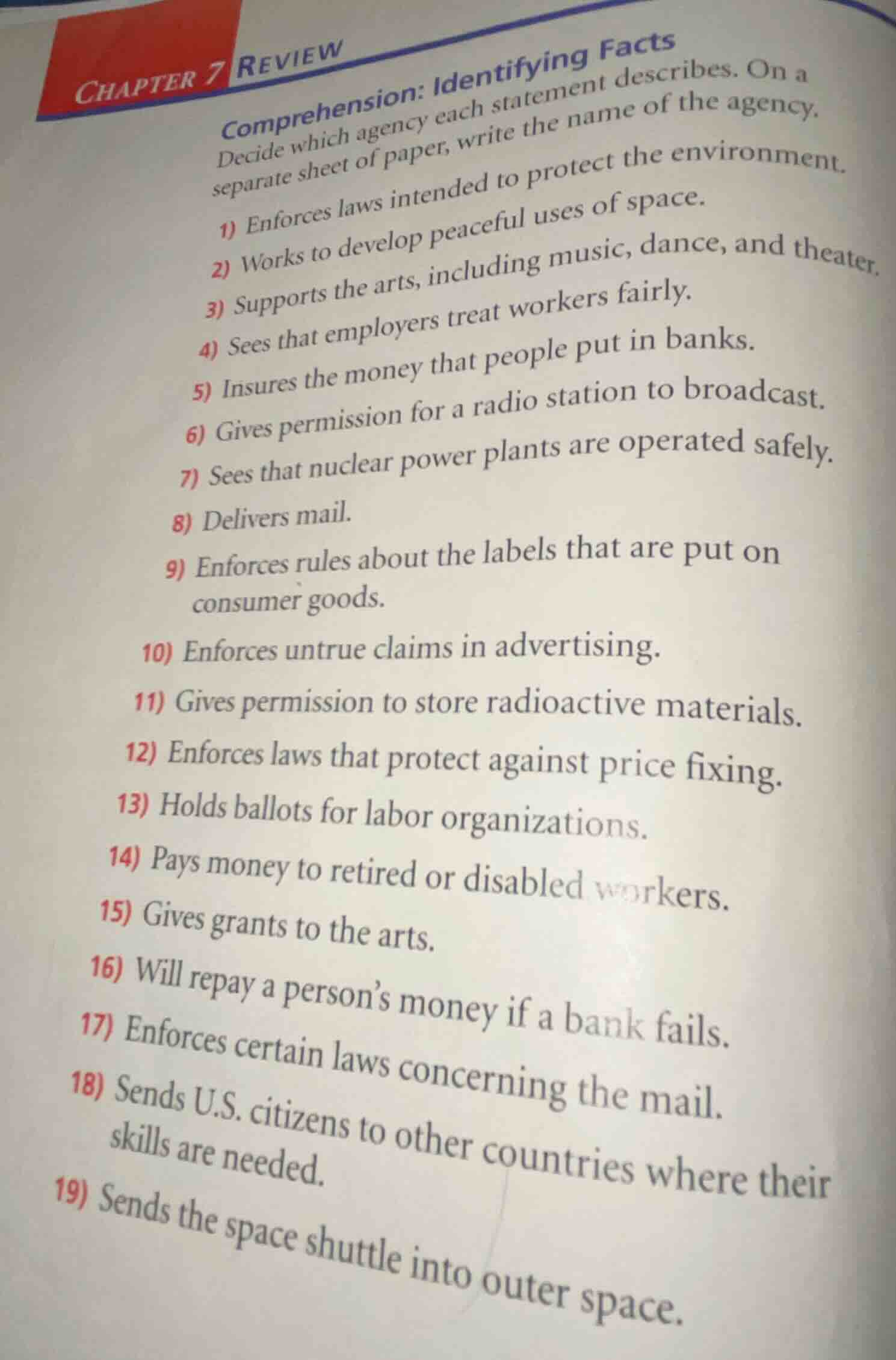 chapter 7 review comprehension: identifying facts decide which agency e…