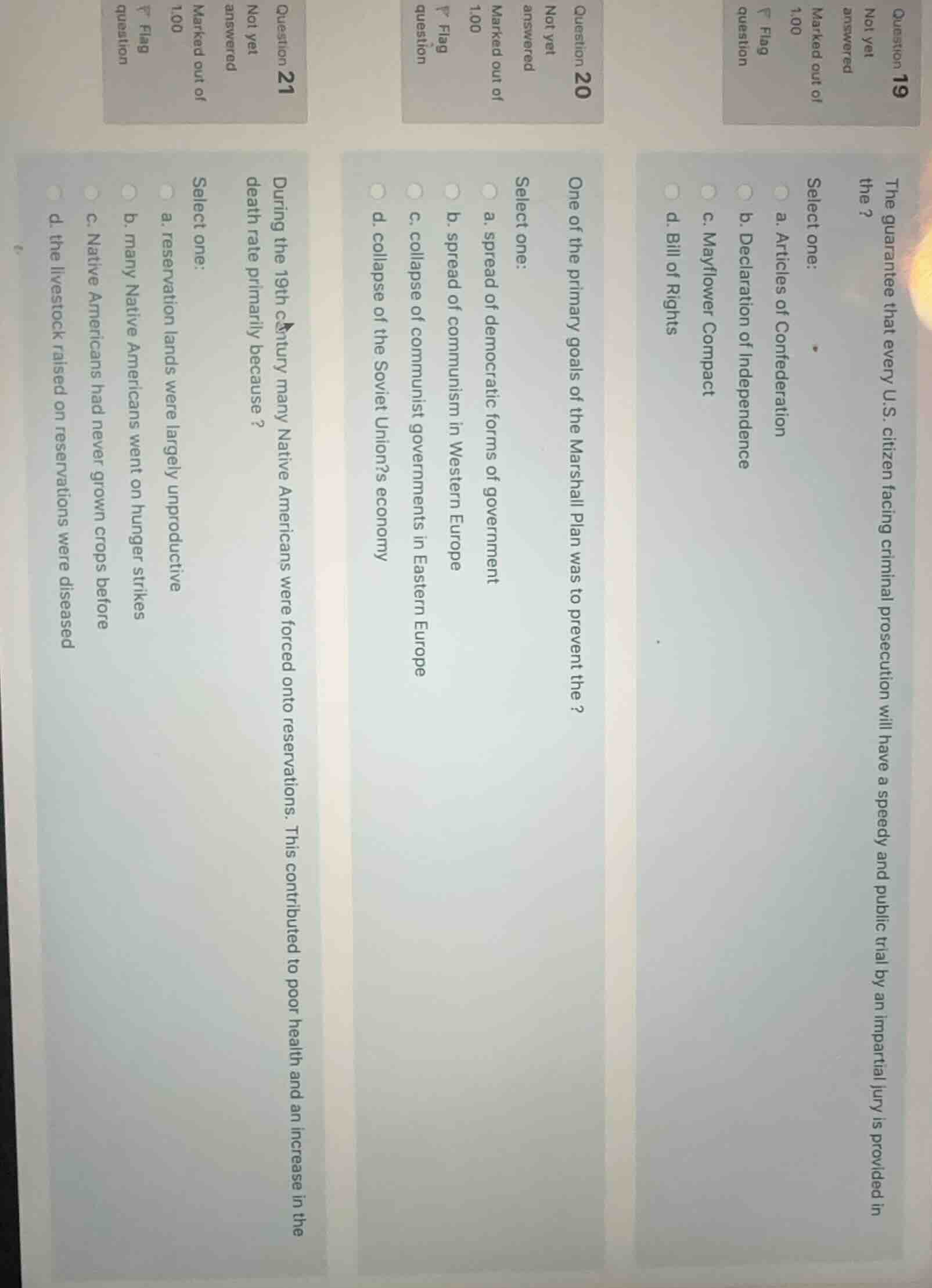 question 19 not yet answered marked out of 1.00 flag question the guara…