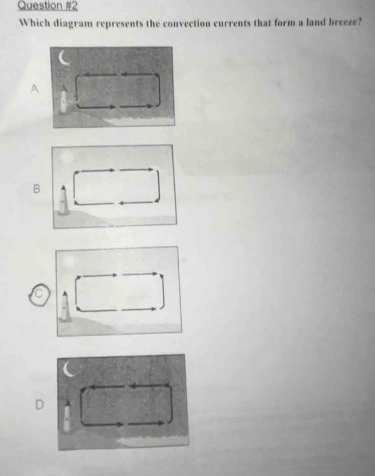 question #2 which diagram represents the convection currents that form …