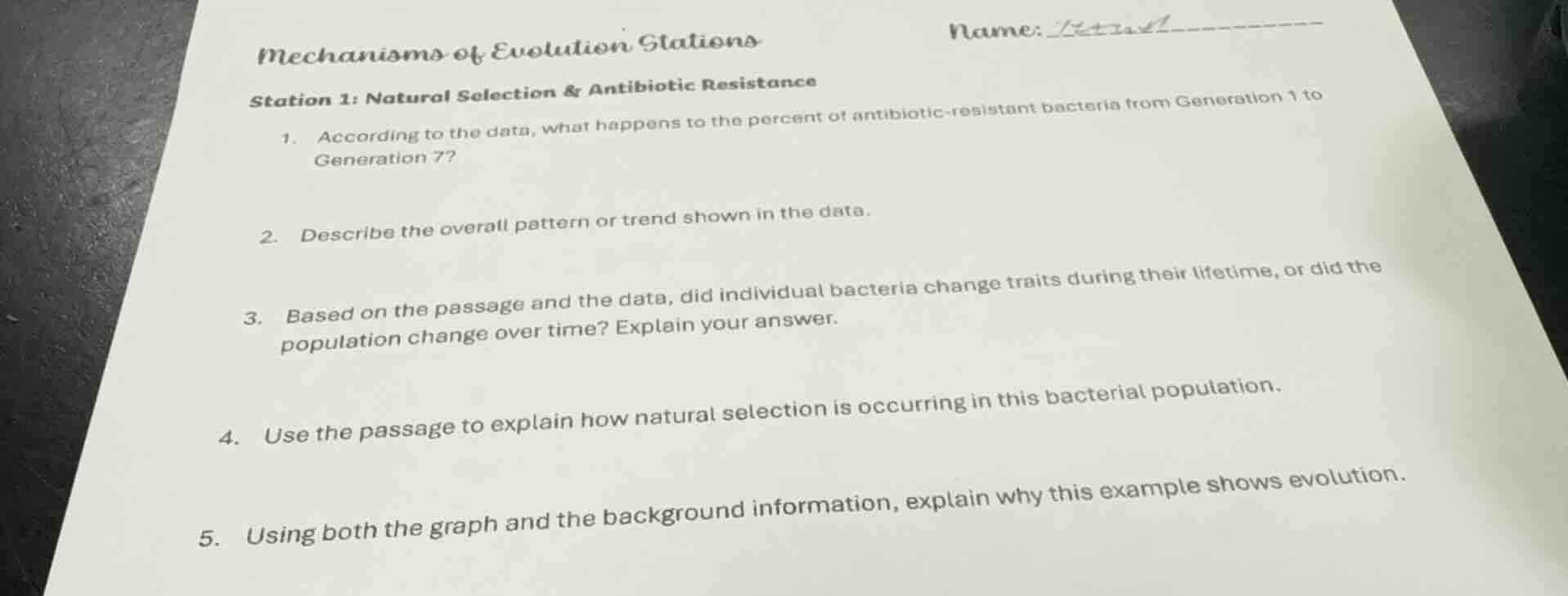 mechanisms of evolution stations name: station 1: natural selection & a…