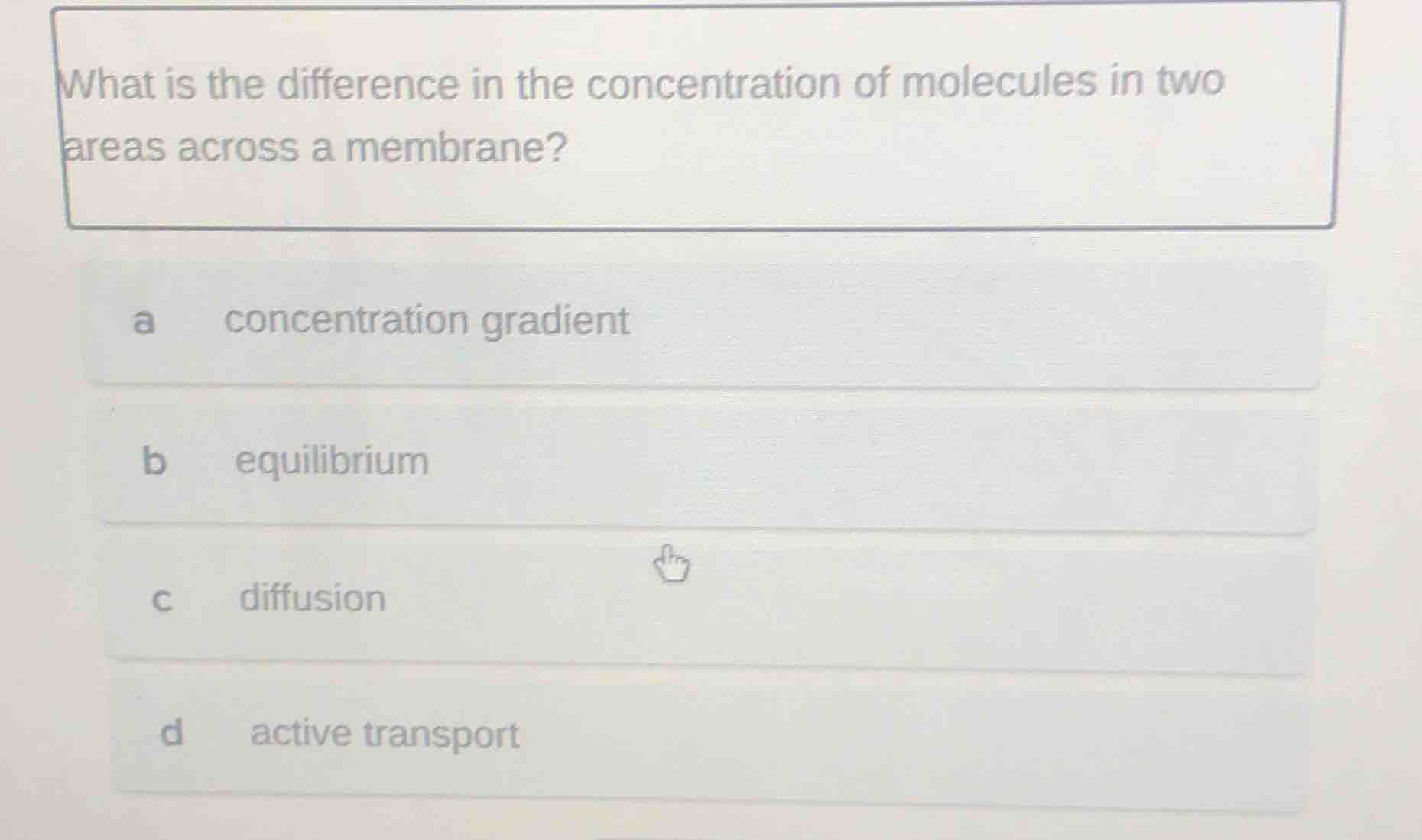 what is the difference in the concentration of molecules in two areas a…