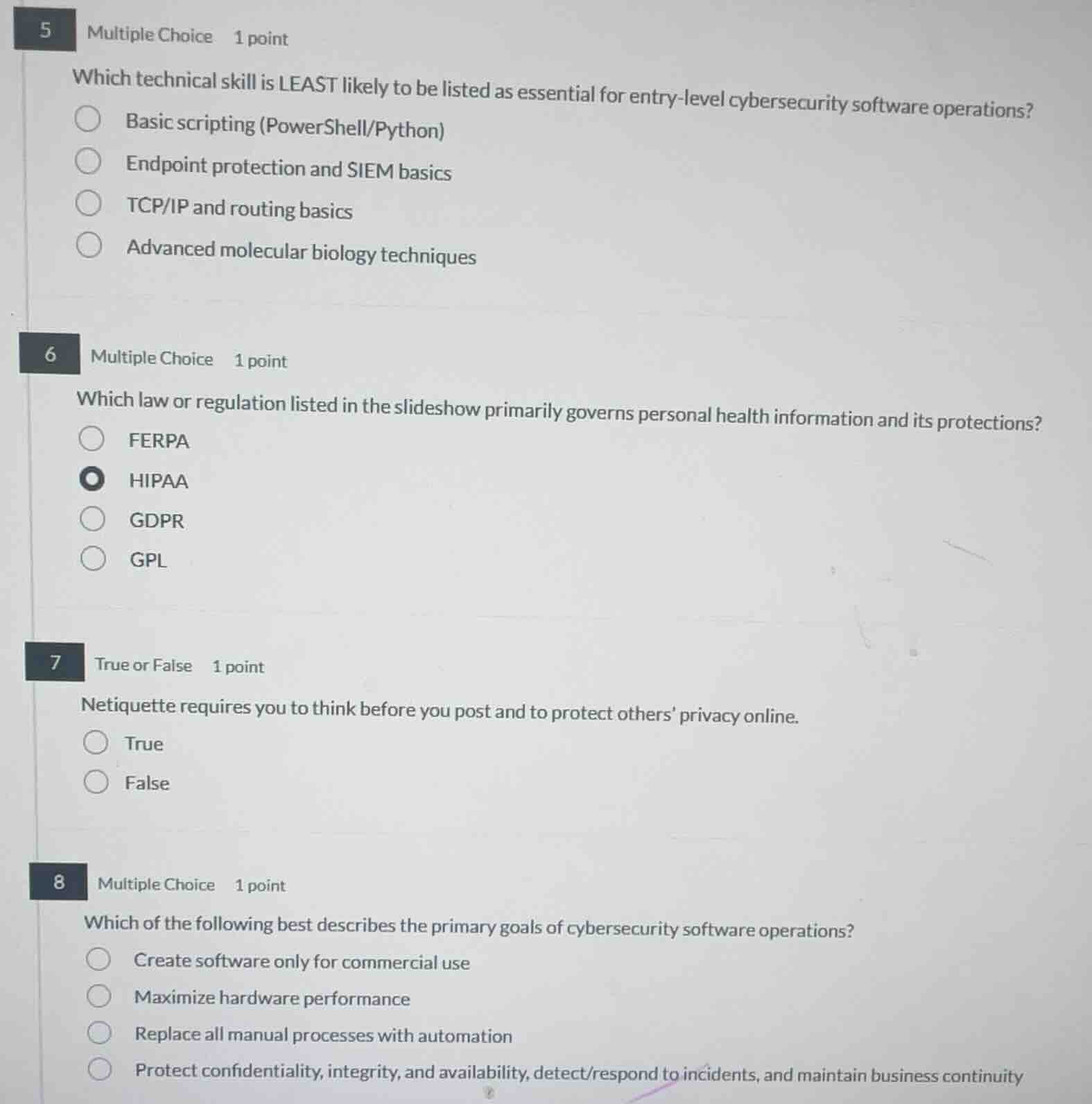 5 multiple choice 1 point which technical skill is least likely to be l…