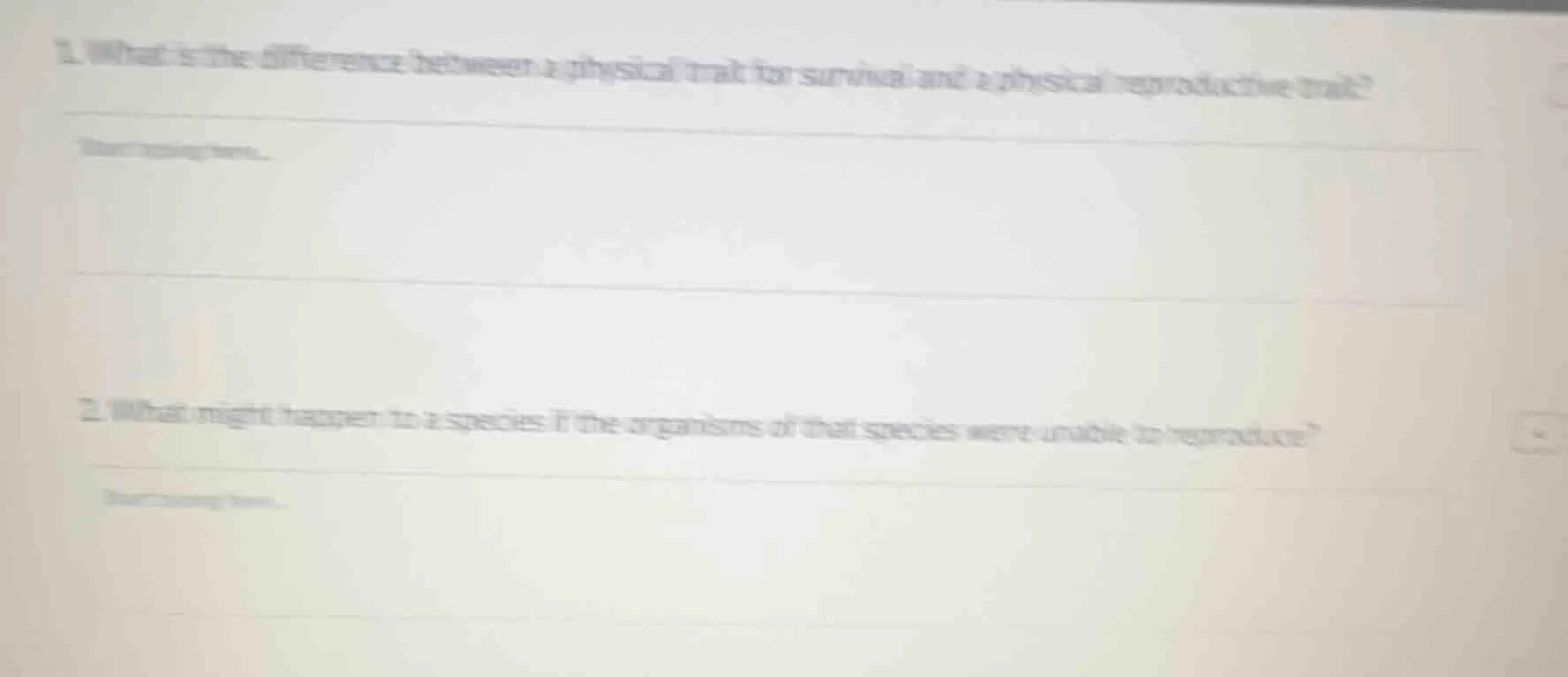 1. what is the difference between a physical trait for survival and a p…
