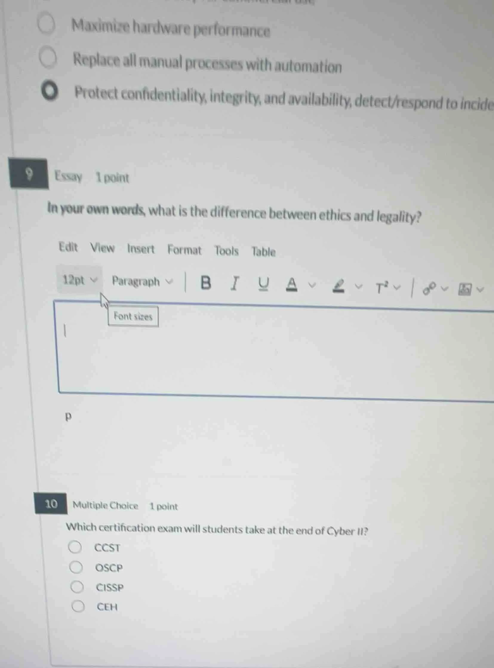 9 essay 1 point in your own words, what is the difference between ethic…