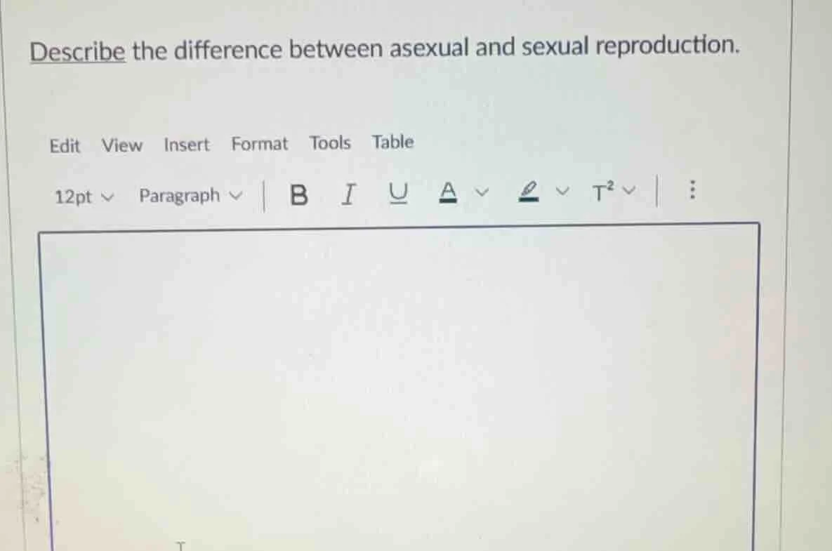 describe the difference between asexual and sexual reproduction.