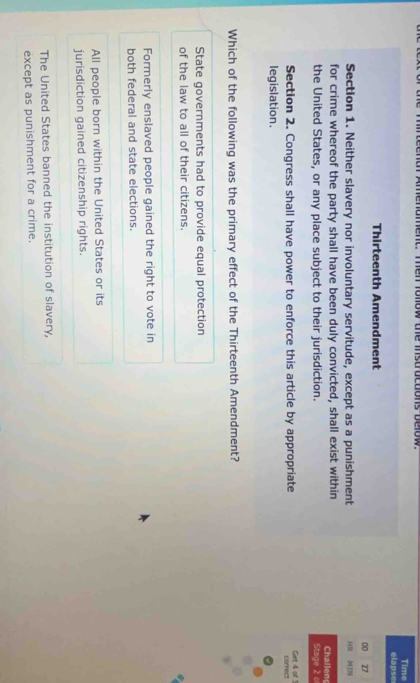 thirteenth amendment section 1. neither slavery nor involuntary servitu…