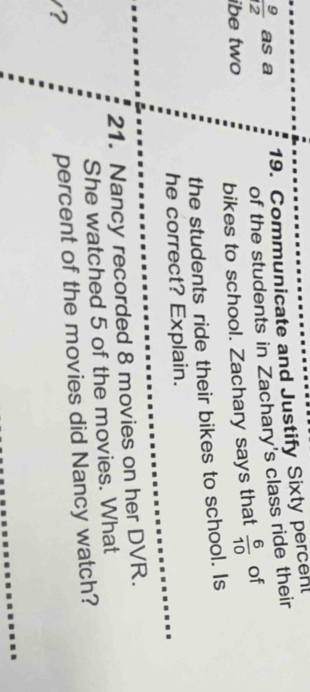 19. communicate and justify sixty percent of the students in zachary’s …