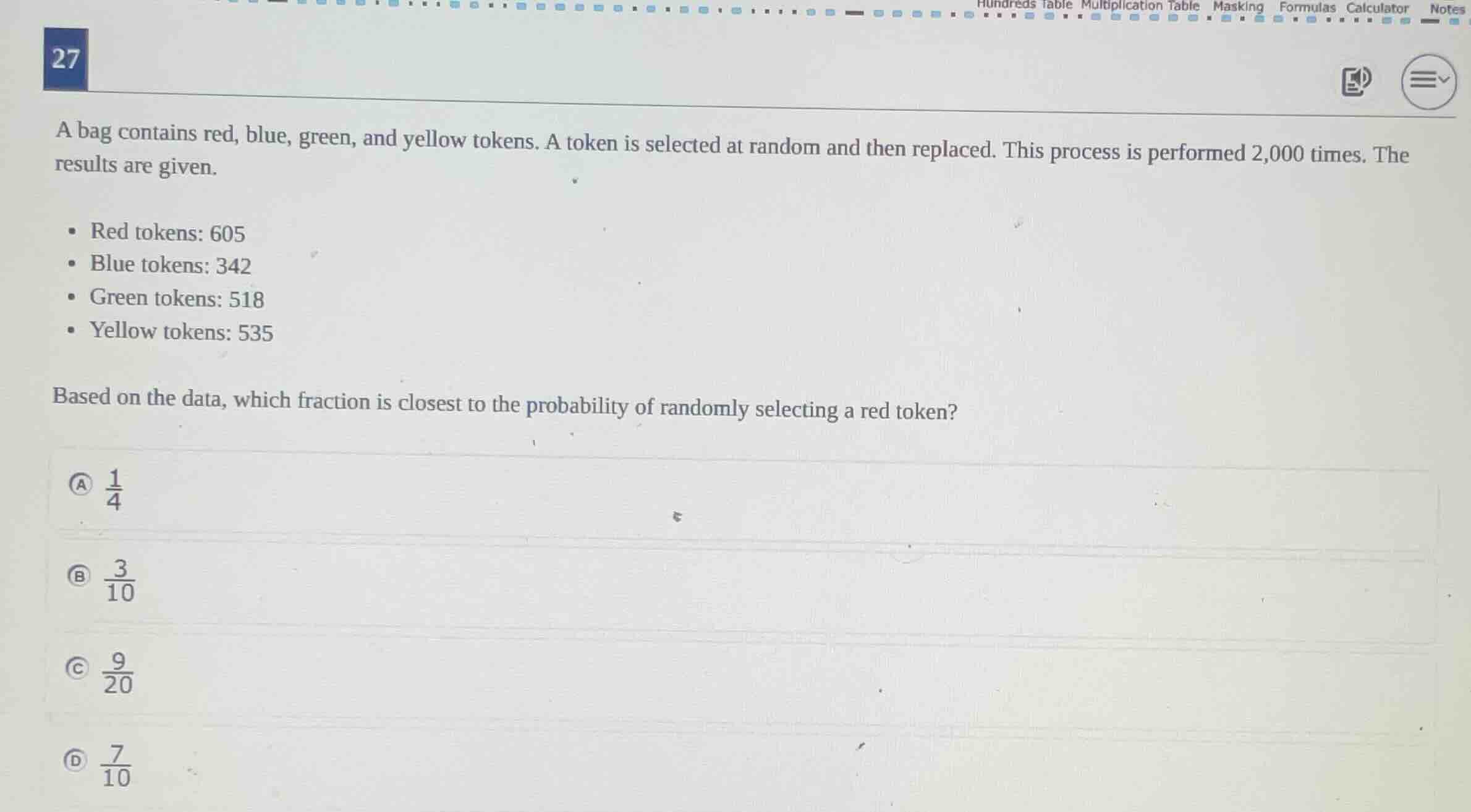 a bag contains red, blue, green, and yellow tokens. a token is selected…