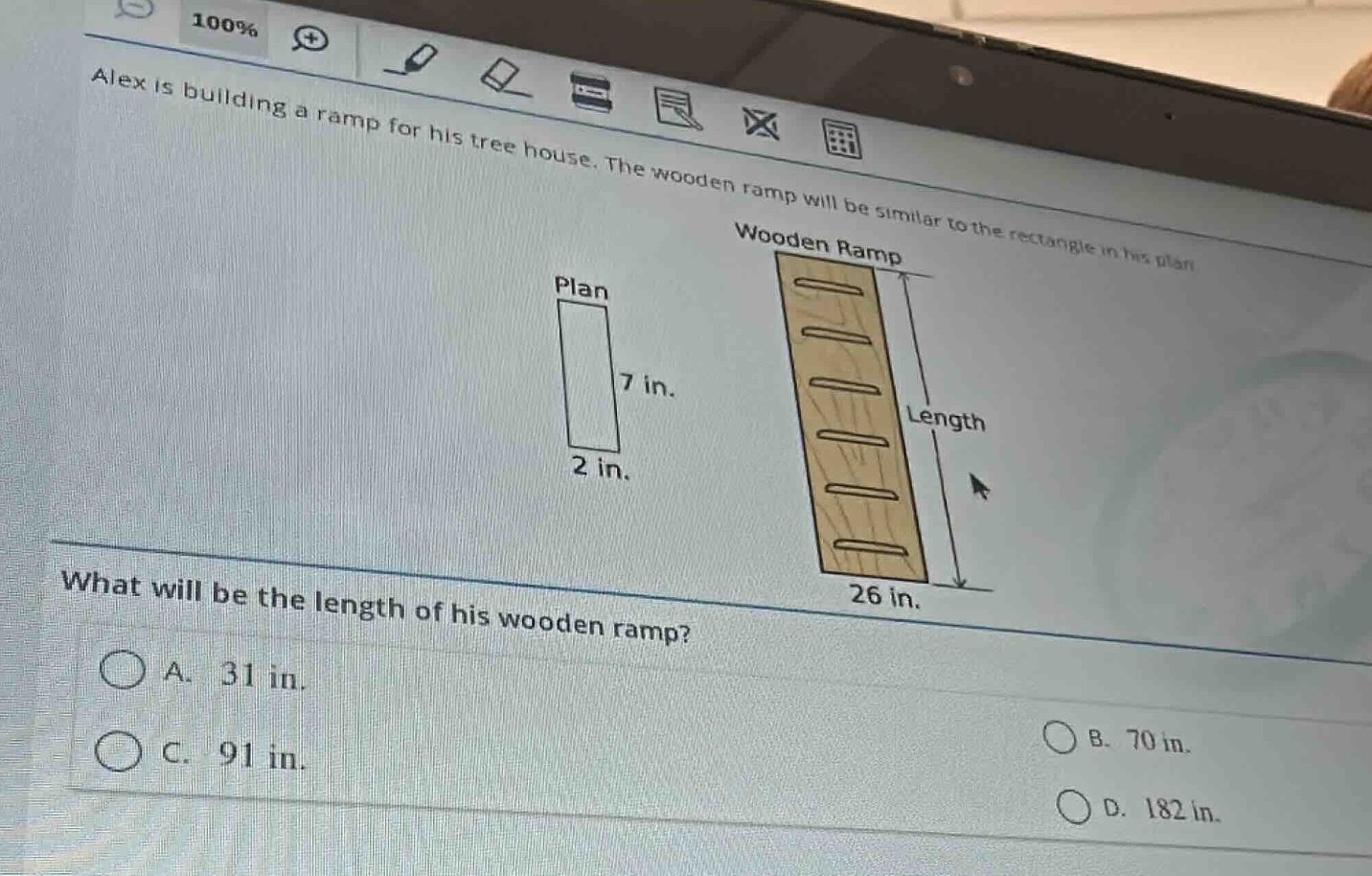 alex is building a ramp for his tree house. the wooden ramp will be sim…