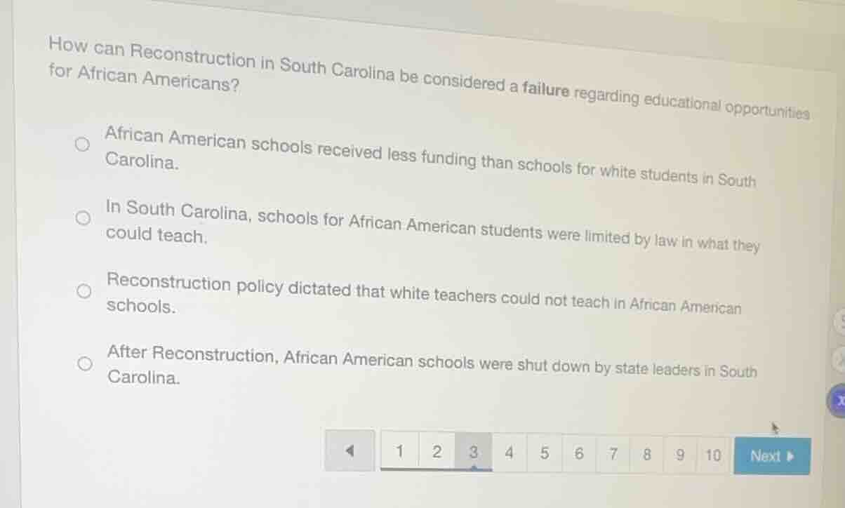 how can reconstruction in south carolina be considered a failure regard…