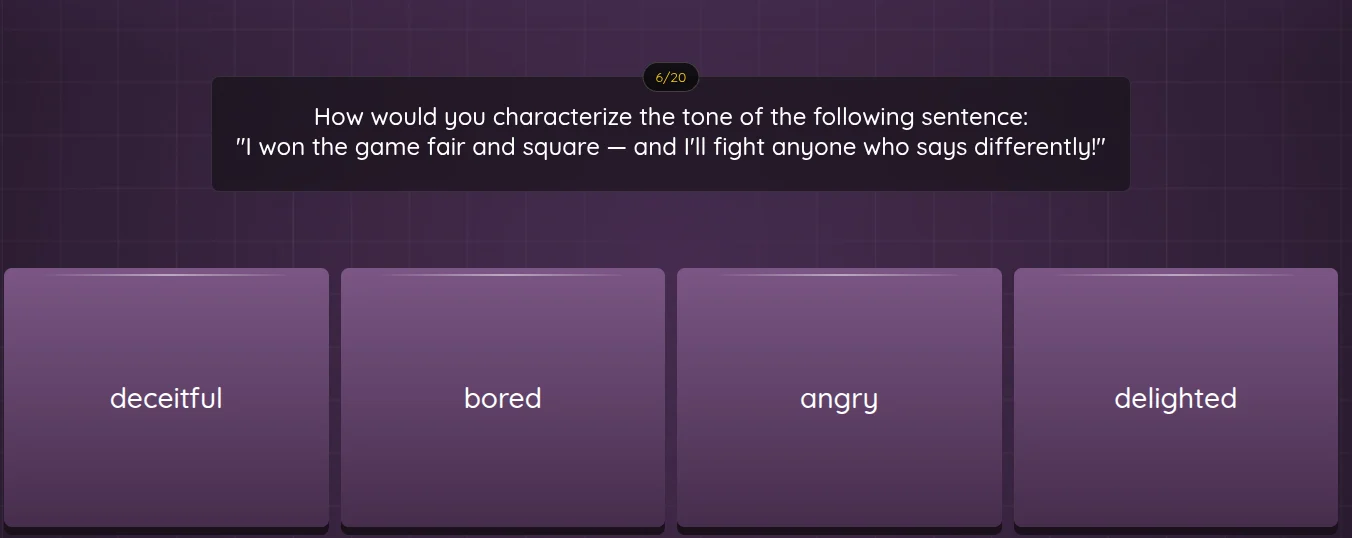how would you characterize the tone of the following sentence: \i won t…
