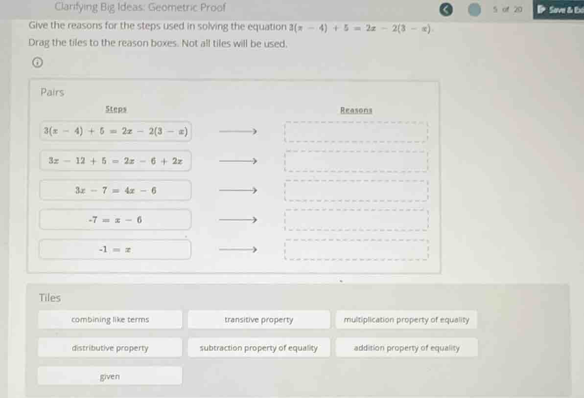 clarifying big ideas: geometric proof give the reasons for the steps us…