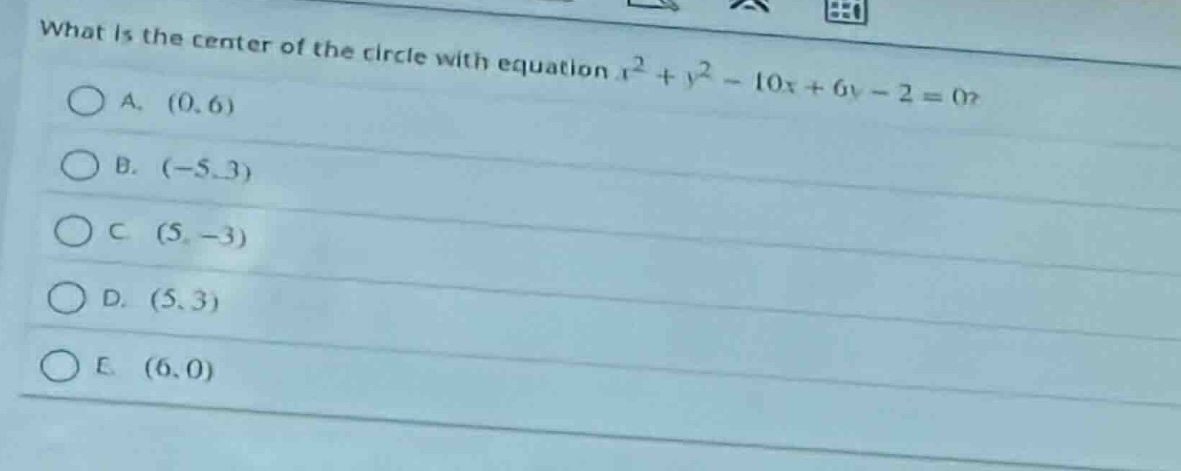 what is the center of the circle with equation $x^{2}+y^{2}-10x + 6y-2 …