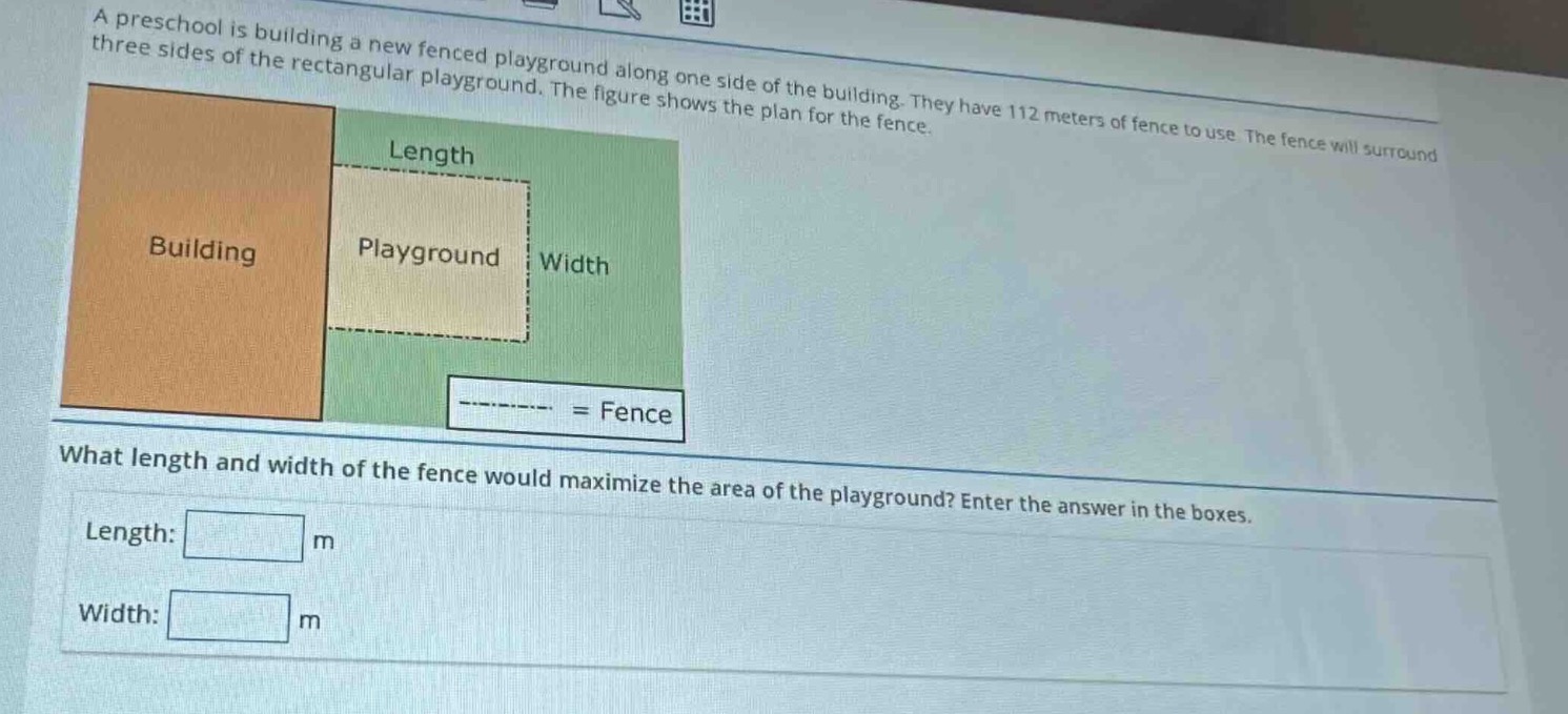 a preschool is building a new fenced playground along one side of the b…