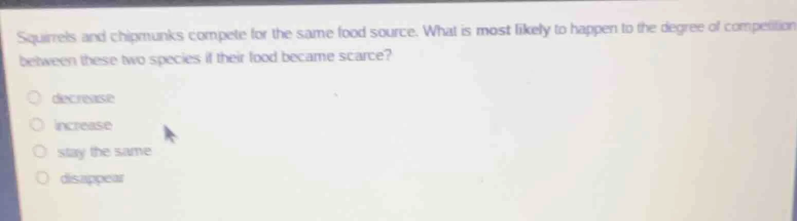 squirrels and chipmunks compete for the same food source. what is most …