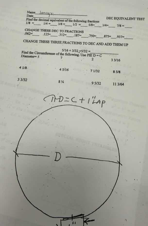 name date dec equivalent test find the decimal equivalent of the follow…
