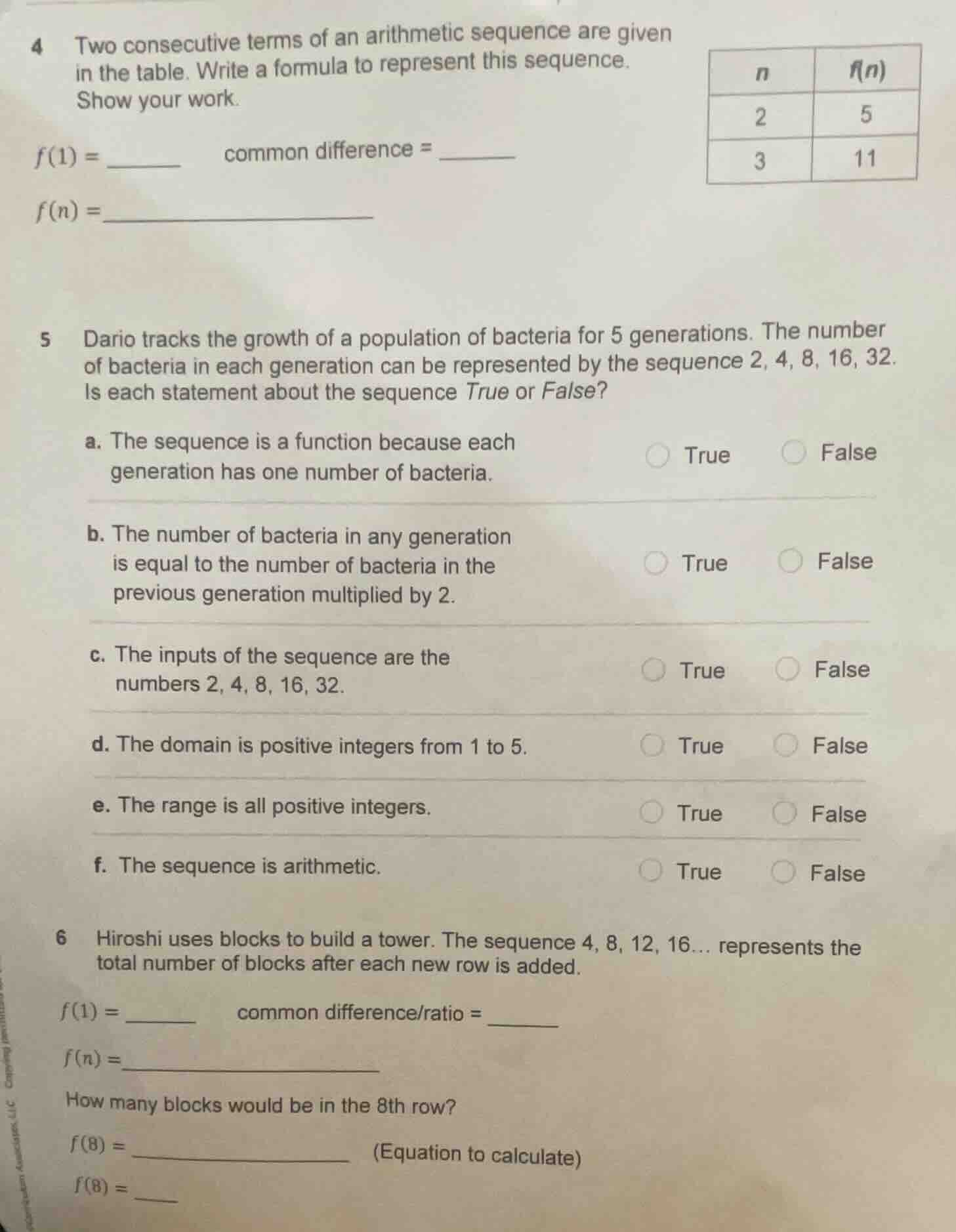 4 two consecutive terms of an arithmetic sequence are given in the tabl…