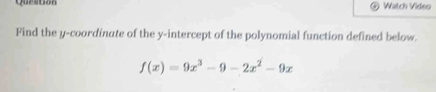 find the y-coordinate of the y-intercept of the polynomial function def…