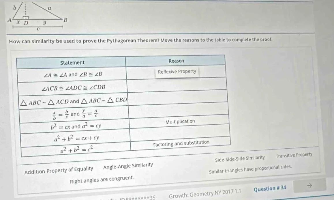 how can similarity be used to prove the pythagorean theorem? move the r…