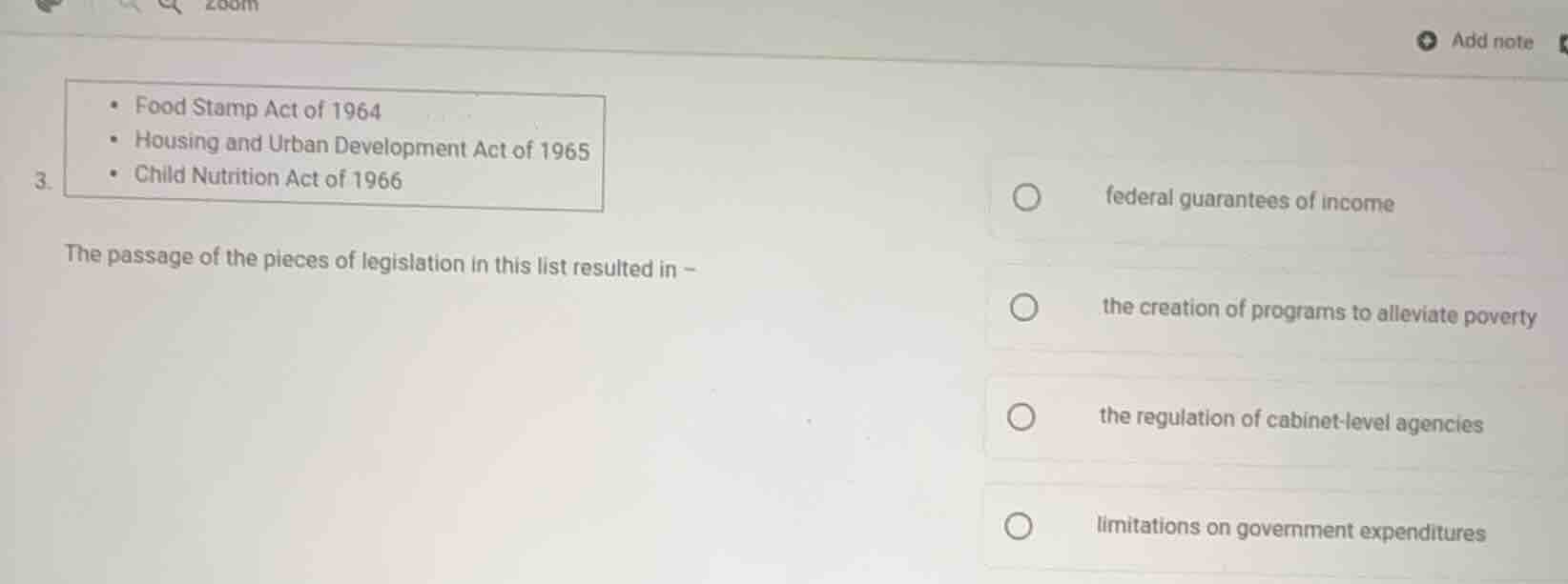 3. - food stamp act of 1964 - housing and urban development act of 1965…