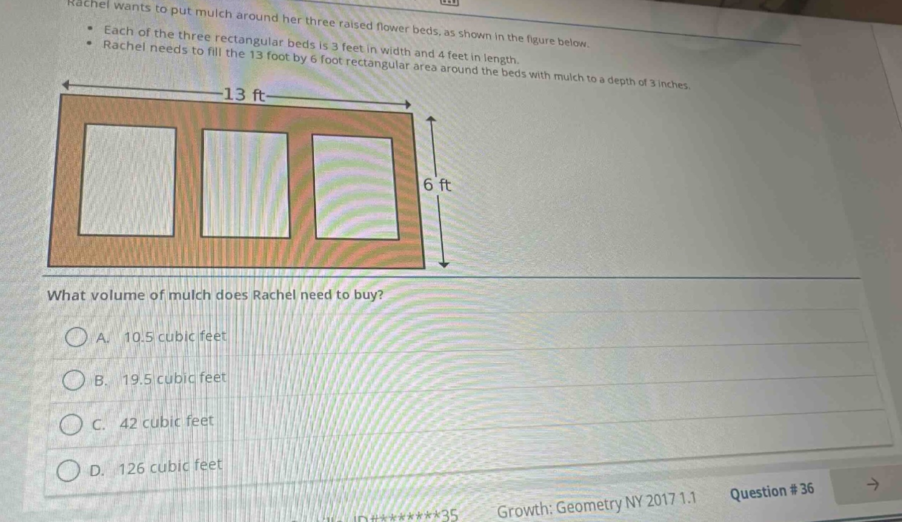 rachel wants to put mulch around her three raised flower beds, as shown…