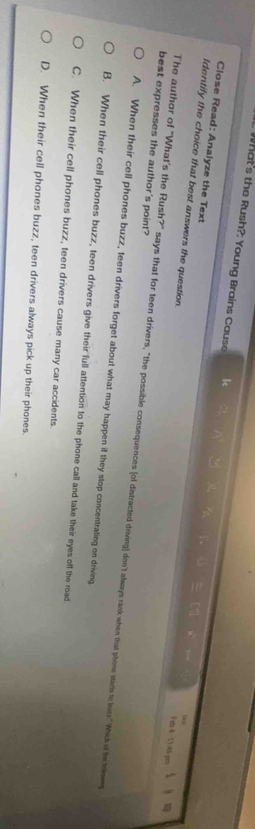 close read: analyze the text identify the choice that best answers the …