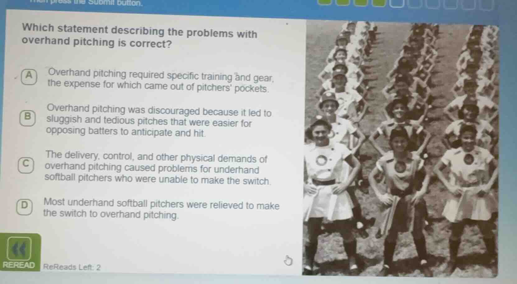 which statement describing the problems with overhand pitching is corre…