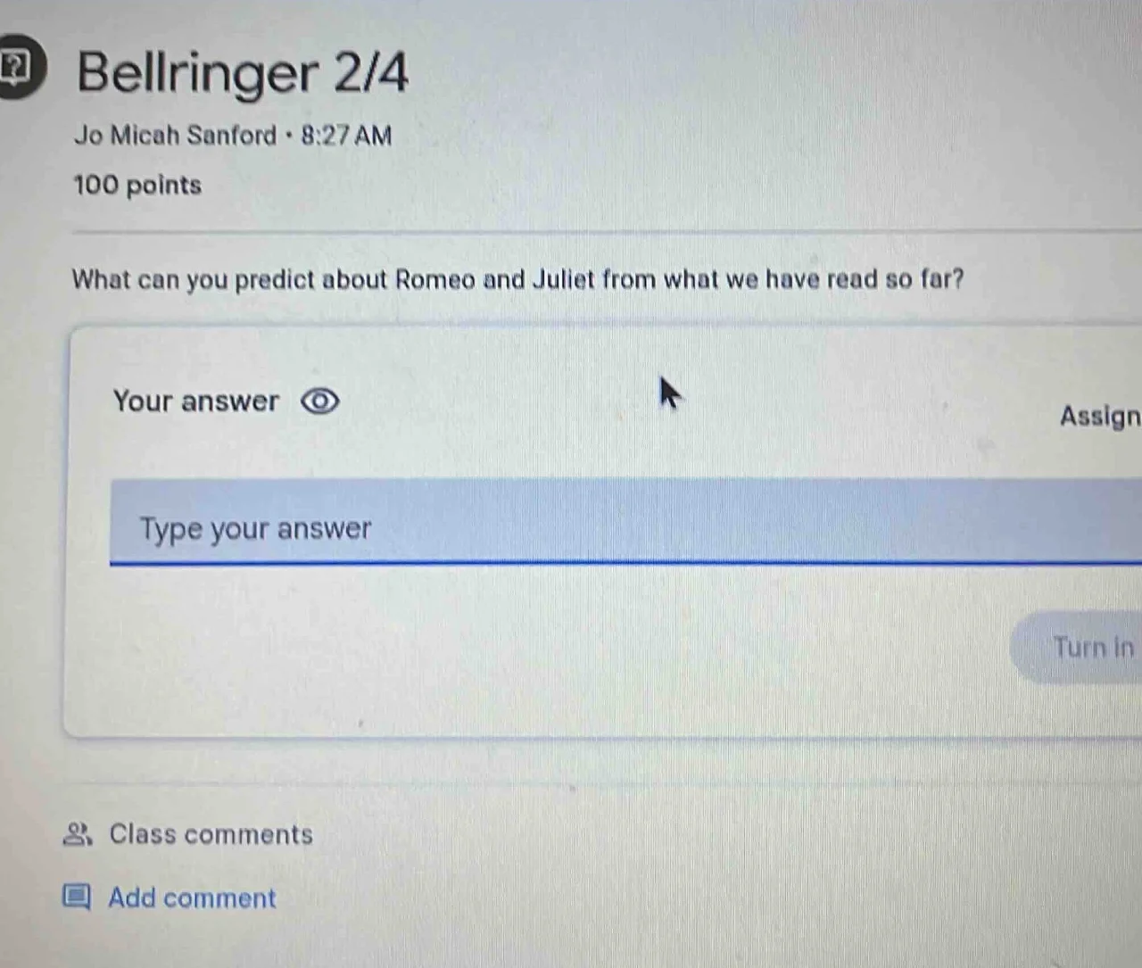 bellringer 2/4 jo micah sanford · 8:27 am 100 points what can you predi…