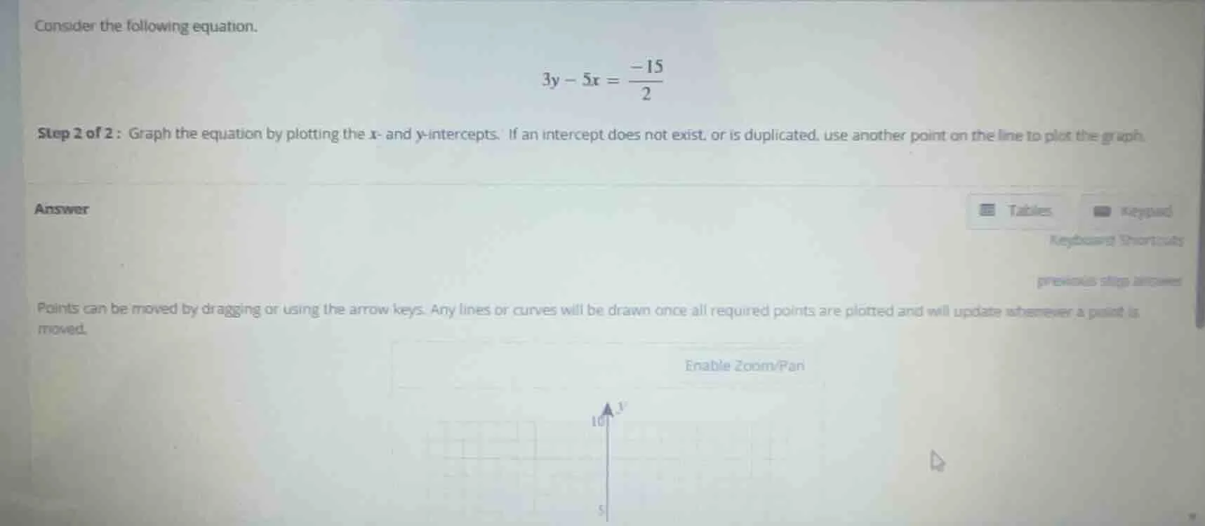 consider the following equation. \\(3y - 5x = \\frac{-15}{2}\\) step 2 …