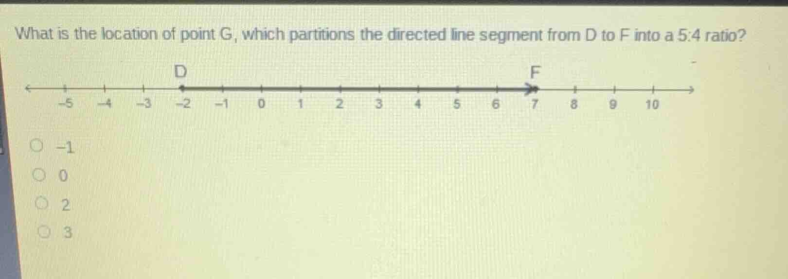 what is the location of point g, which partitions the directed line seg…