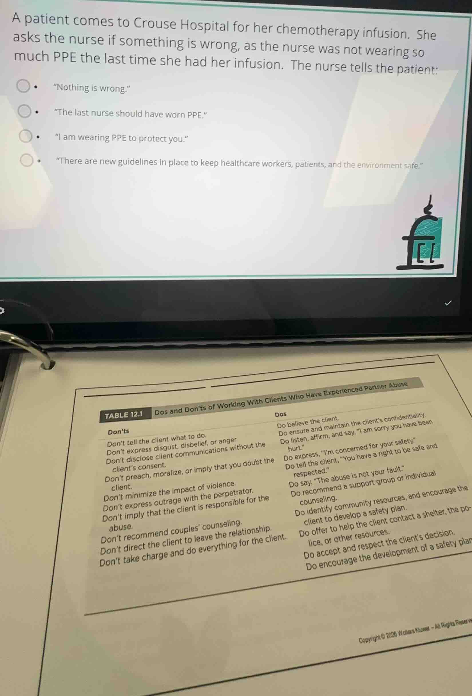 a patient comes to crouse hospital for her chemotherapy infusion. she a…