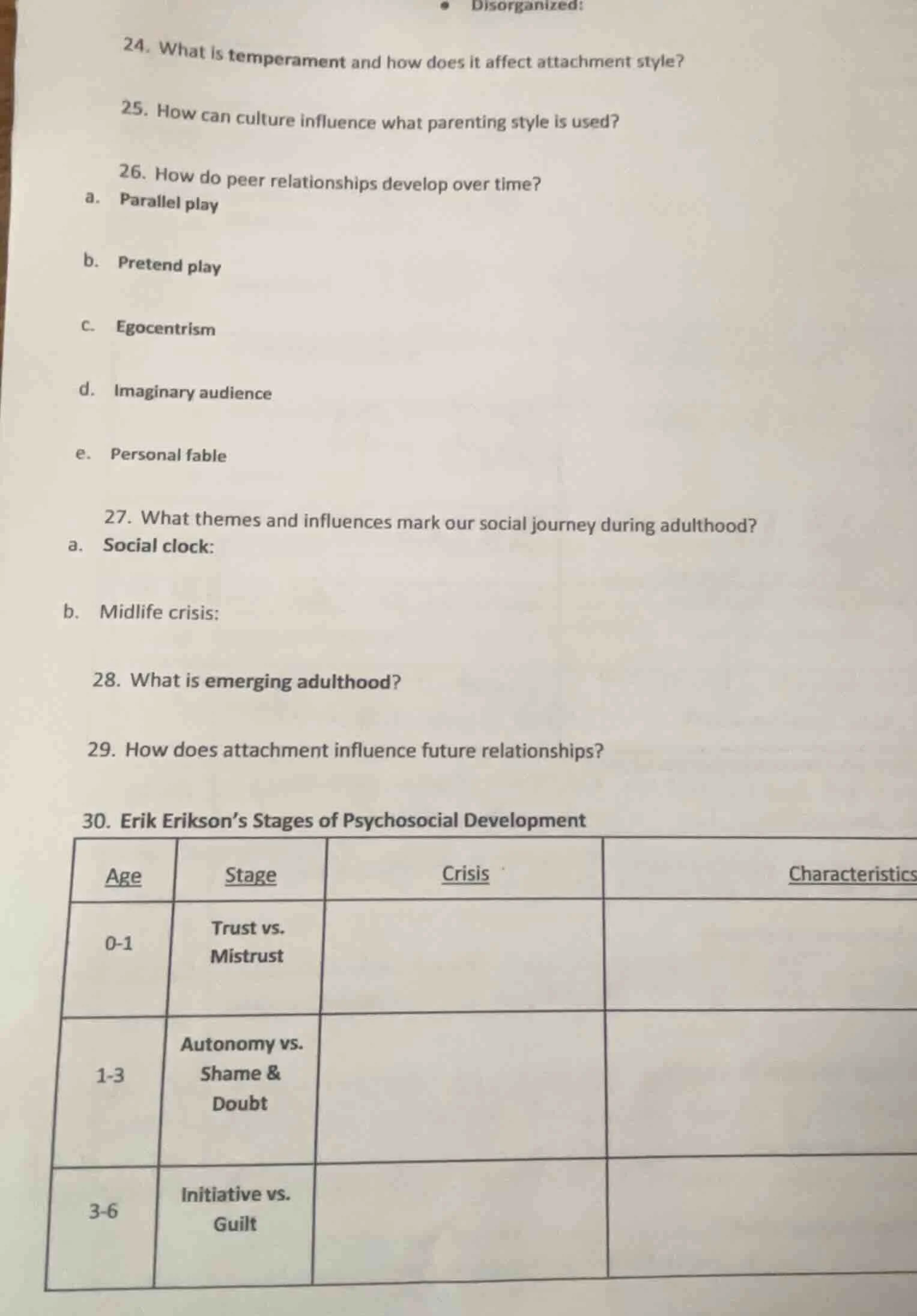 24. what is temperament and how does it affect attachment style? 25. ho…