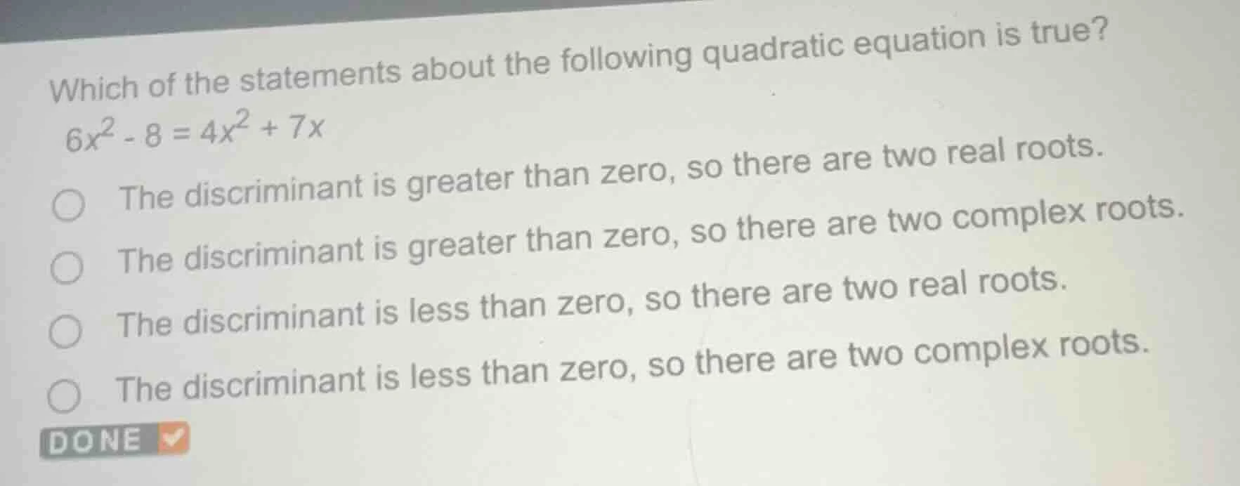 which of the statements about the following quadratic equation is true?…