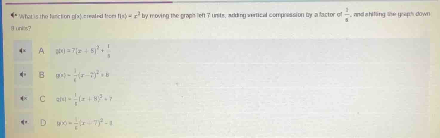 what is the function ( g(x) ) created from ( f(x) = x^2 ) by moving the…
