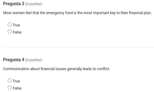 pregunta 3 (4 puntos) most women feel that the emergency fund is the mo…