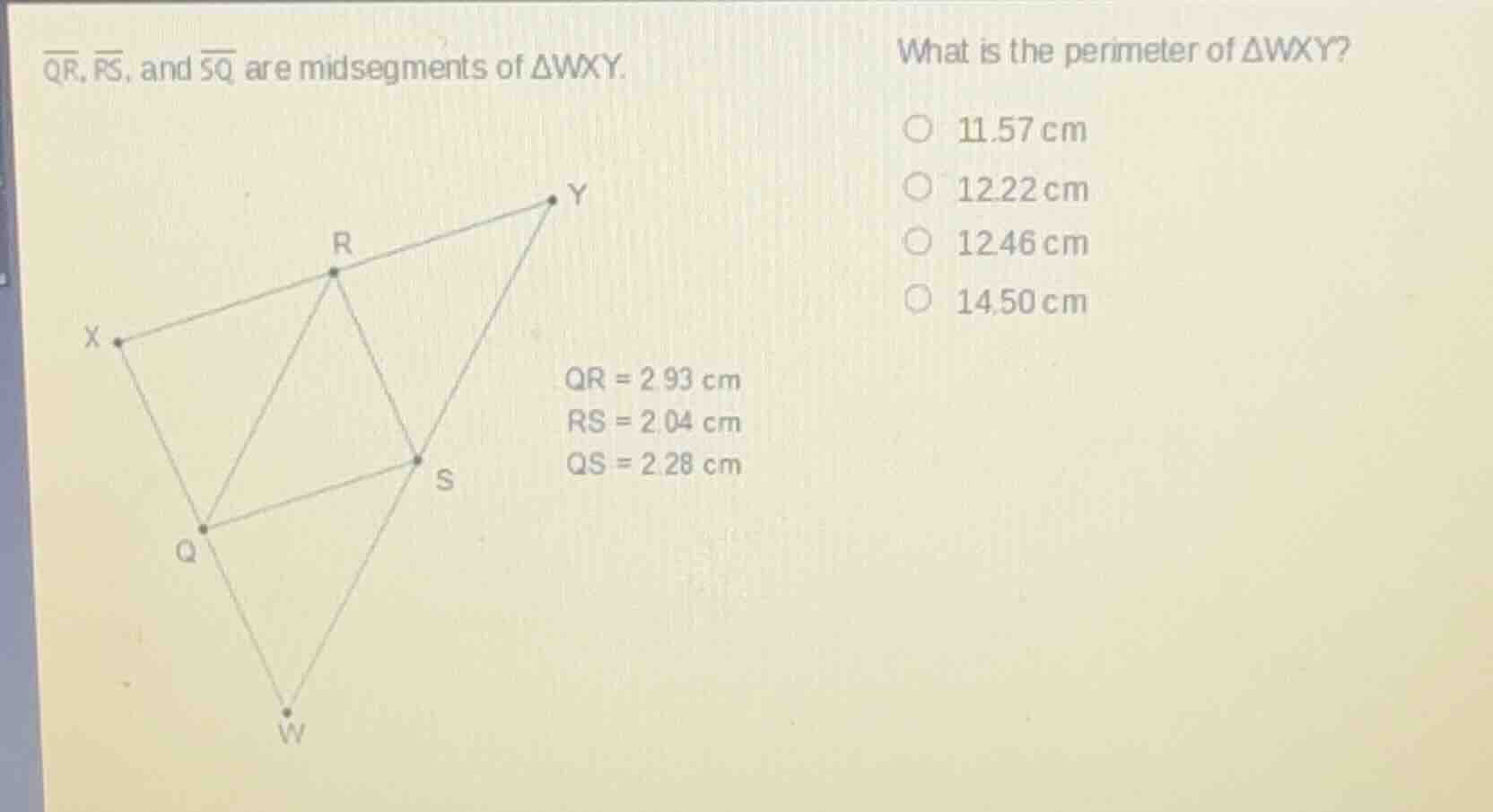 $\\overline{qr}$, $\\overline{rs}$, and $\\overline{sq}$ are midsegment…