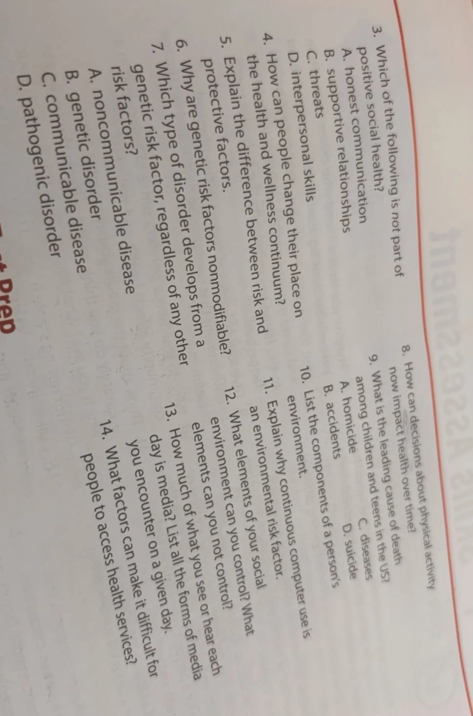 3. which of the following is not part of positive social health? a. hon…